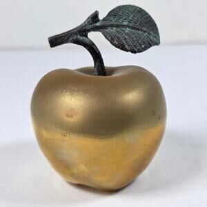 Vintage MCM Apple Paperweight Gatco Brass Made in Korea weighted